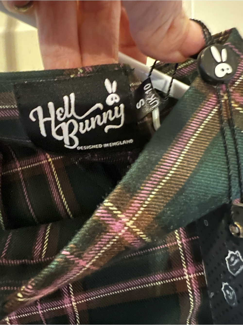 Hell Bunny Green Plaid cigarette pants with purple and Tan Stripes